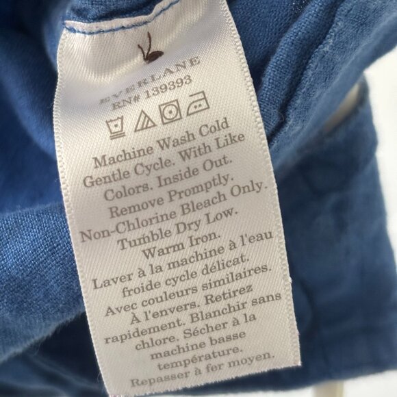 Everlane Linen Button-Front Crop Tank (size 2, deep blue) - Picture 4 of 5